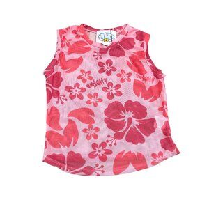 OMIGHTY Pink Hibiscus Mesh Tank